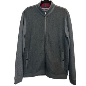 Ted Baker London Holla Bomber Jacket Men's 40 Gray Knit Zip Coat with Pockets